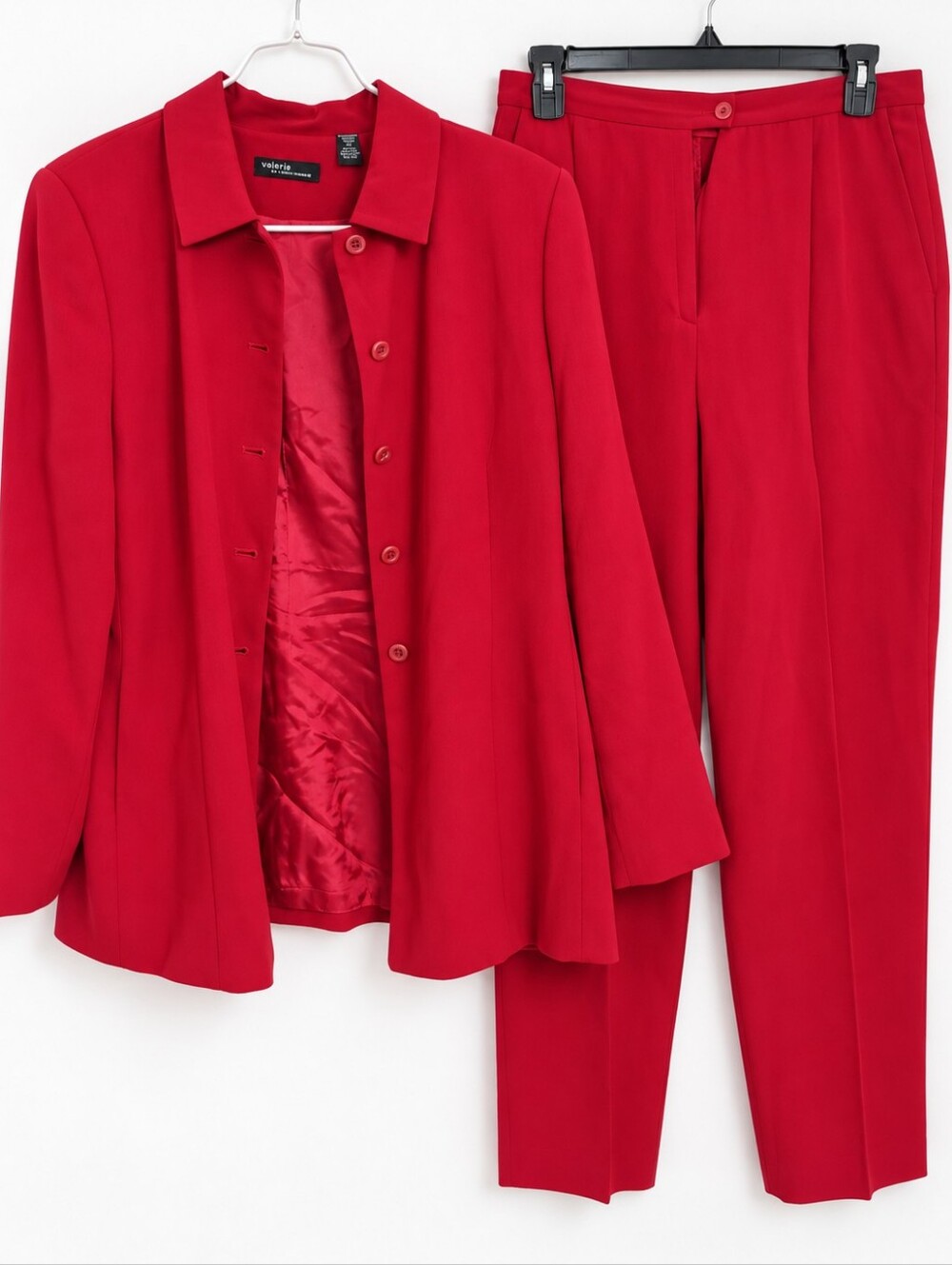 Vintage Valerie Stevens Red 2-Piece Pantsuit Jacket 16 Pants 12